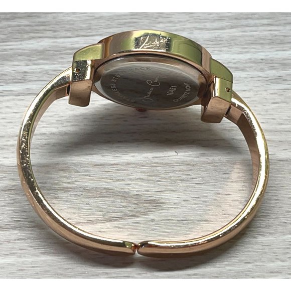 Jessica Carlyle Watch Cuff Bracelet Rose Gold Tone Quartz Rhinestones - Picture 2 of 11